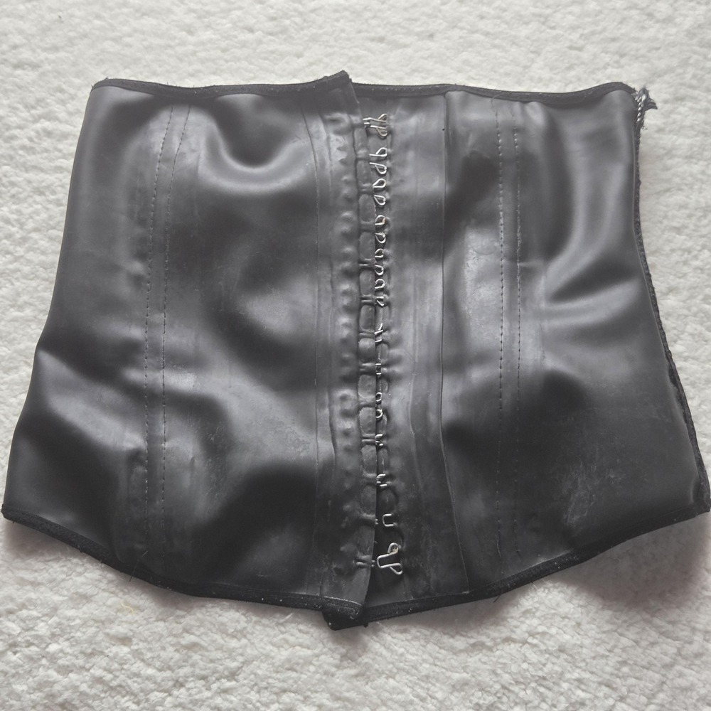 Ann Chery Waist Trainer‎ Womens 28 Black Latex Hook Front Slimming Shapewear